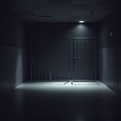 Imagen de una celda de confinamiento solitario, destacando su austeridad y aislamiento.