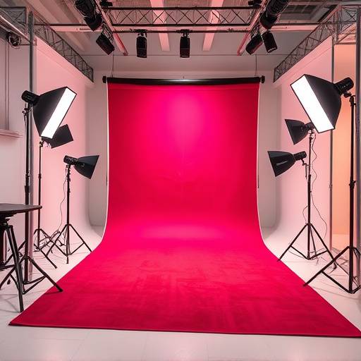 Studio avec une vari√©t√© de fonds color√©s et un √©quipement polyvalent